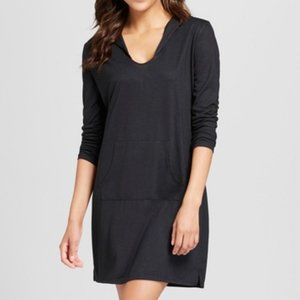 NWT Merona Sz Small black hooded swim cover up with pockets